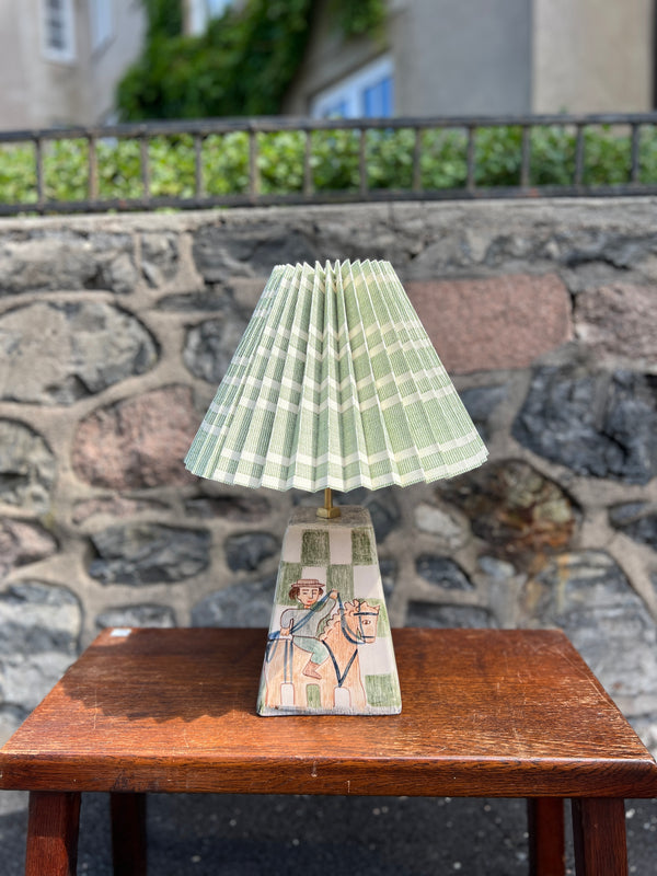 Needlepoint Stripe Lampshade, Green Earth by Helene Blanche 23cm