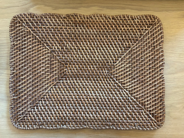 Placemat rectangular rattan - wavy