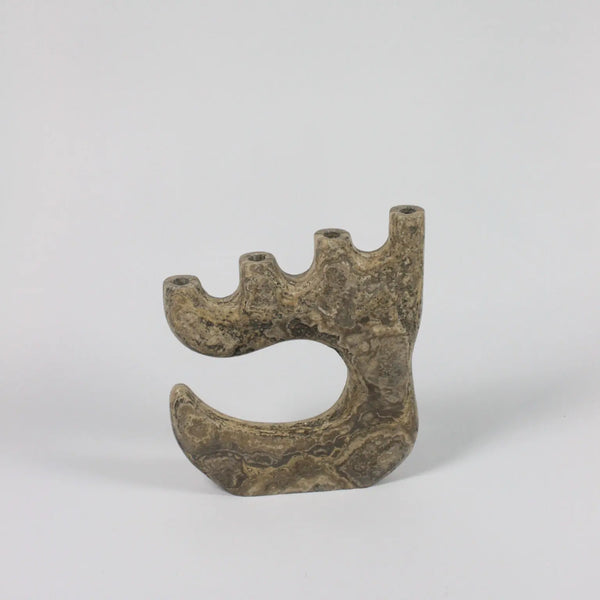Travertine candlestick 4-armed