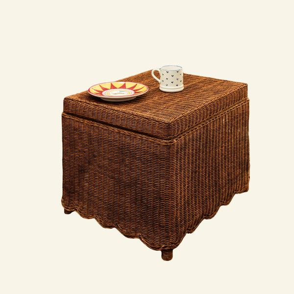 Rattan table with storage
