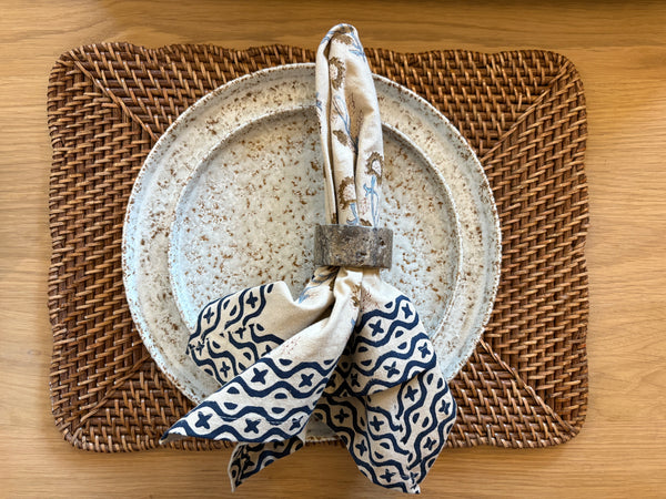 Placemat rectangular rattan - wavy
