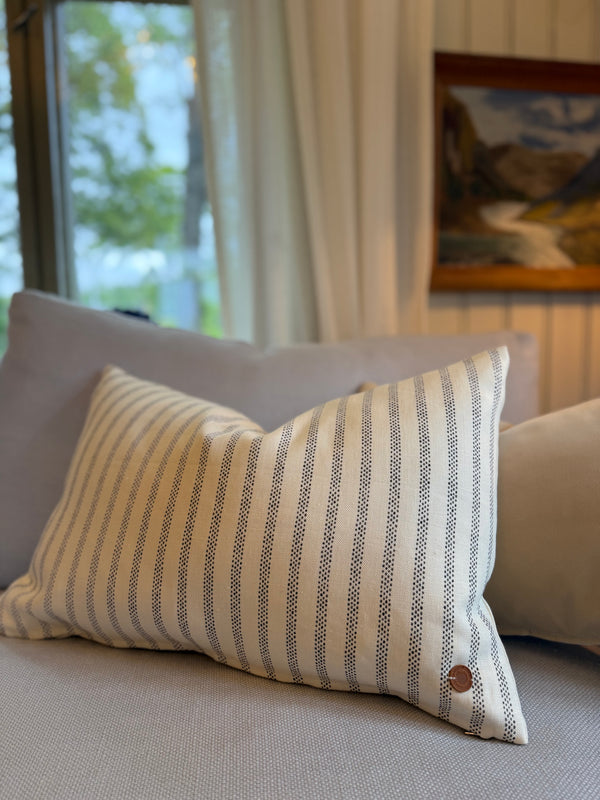 Helene Blanche cushion, Polka Stripe Creme-Noir 40x60