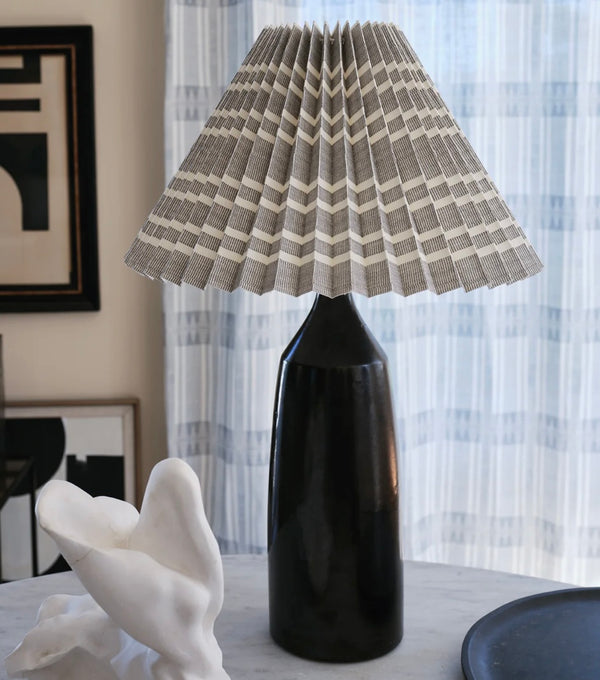 Needlepoint Stripe Lampshade, Charcoal by Helene Blanche 30cm