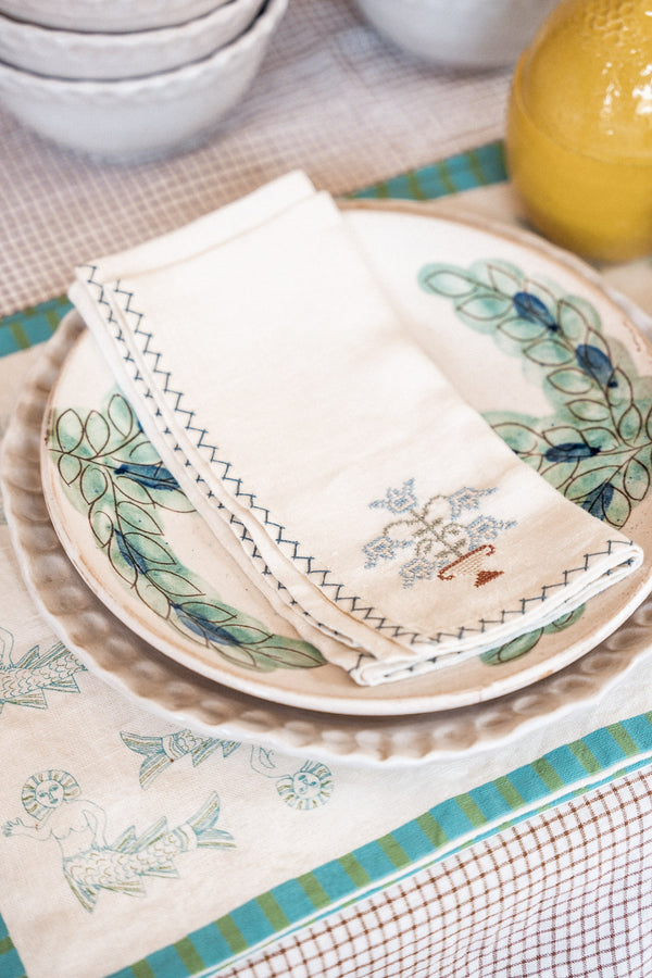 Tulip napkin blue