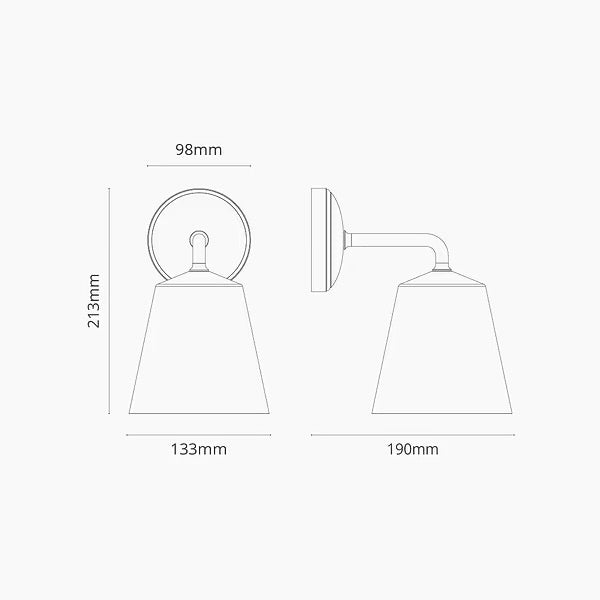 Porselen medium vegglampe antikk messing