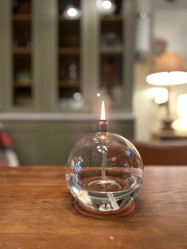 Round glass oil lamp