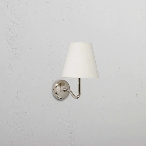 Mini wall lamp nickel and alabaster textile shade
