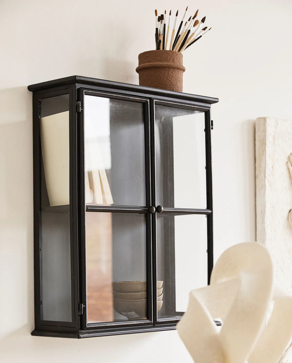 Wall cabinet iron and glass