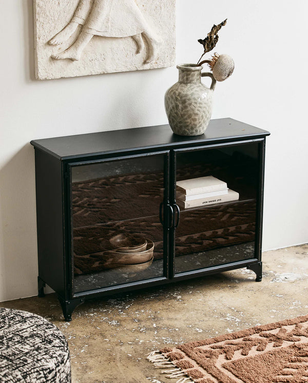 Side table / TV table in black painted iron