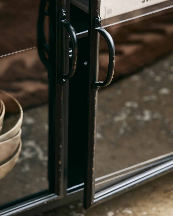 Side table / TV table in black painted iron