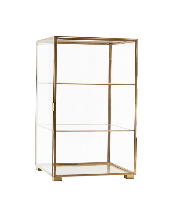Side table/cabinet in brass and glass