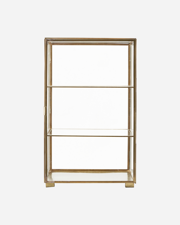 Side table/cabinet in brass and glass