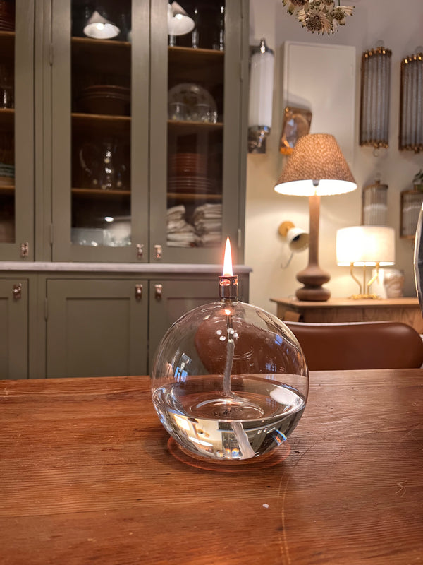 Round glass oil lamp