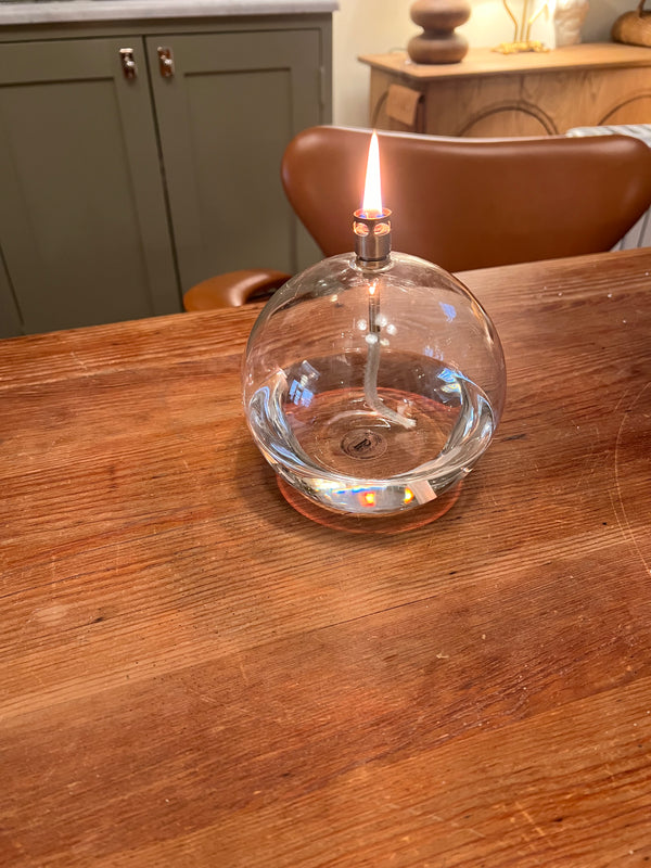 Round glass oil lamp