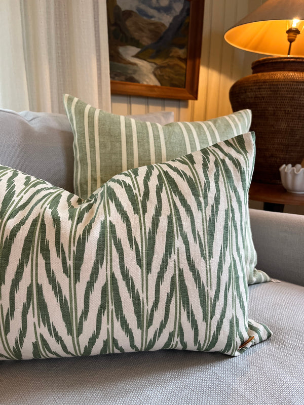 Helene Blanche cushion, Ikat Green Earth 40x60