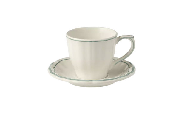 Gien Les Filet Celadon, Teacup with saucer