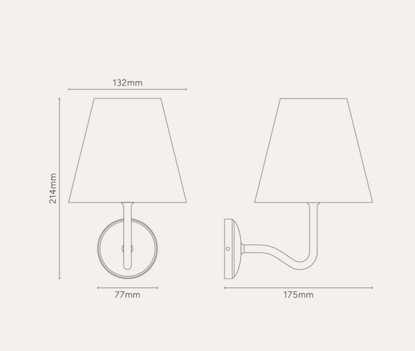 Mini wall lamp nickel and alabaster textile shade