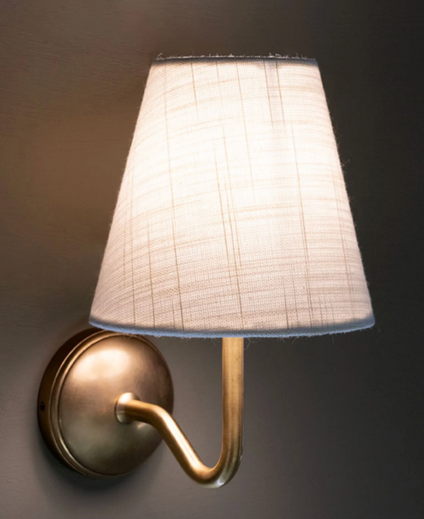 Mini wall lamp nickel and alabaster textile shade