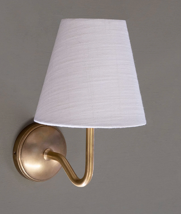Mini wall lamp nickel and alabaster textile shade