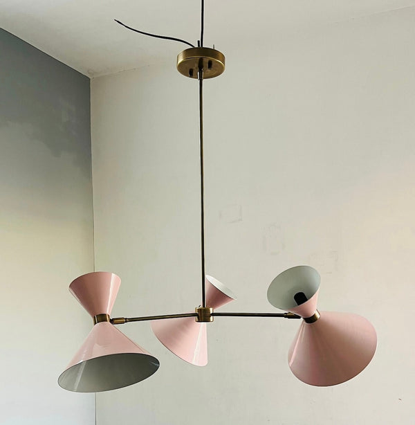 Art Deco Taklampe, Rosa