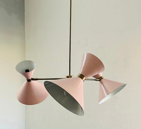 Art Deco Taklampe, Rosa