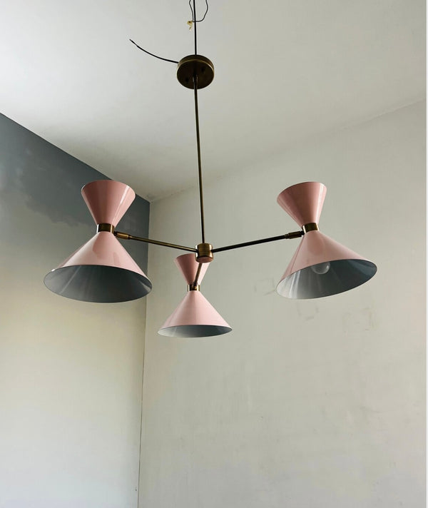 Art Deco Taklampe, Rosa
