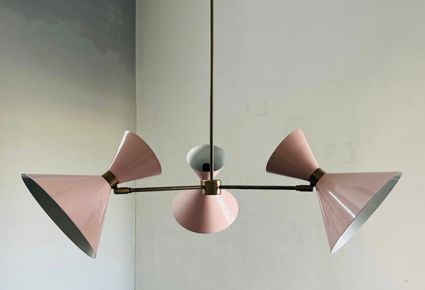 Art Deco Taklampe, Rosa