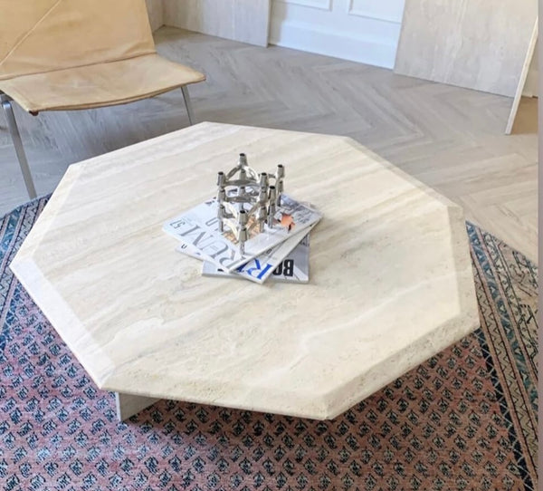 Travertine Kaffebord, 8-kant