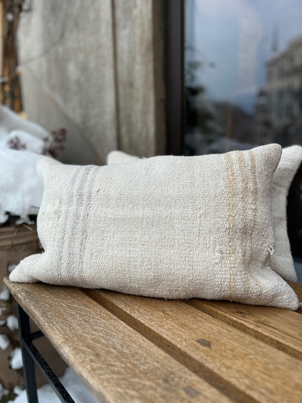 Neutral kilim cushion with stripes