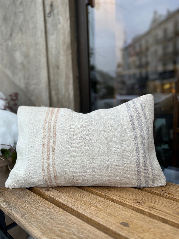 Neutral kilim cushion with stripes