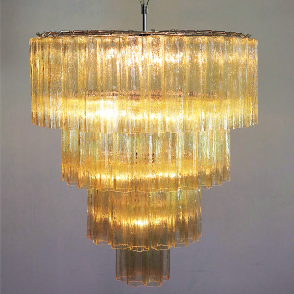 Murano Glass Tiered Chandelier with 78 glasses - light amber