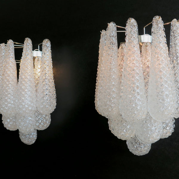 Pair of Murano glass petals drop wall sconce