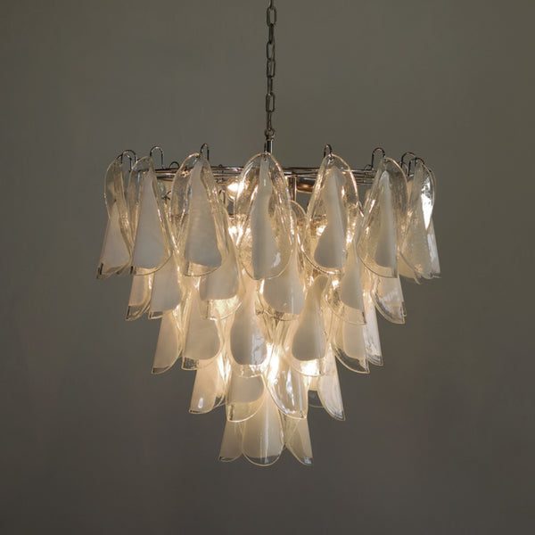 Murano chandelier with 50 lattimo glass rondini