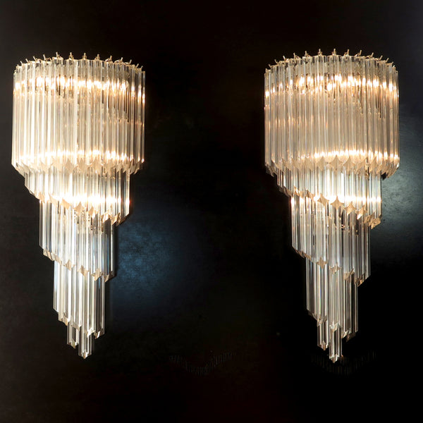 Pair of Murano wall sconce (Elena model) with 41 transparent quadriedri