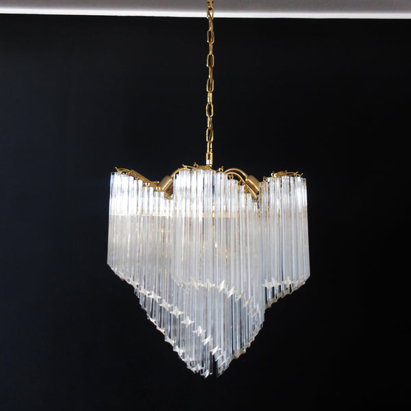 Murano Glass Chandelier with 114 transparent prism quadriedri