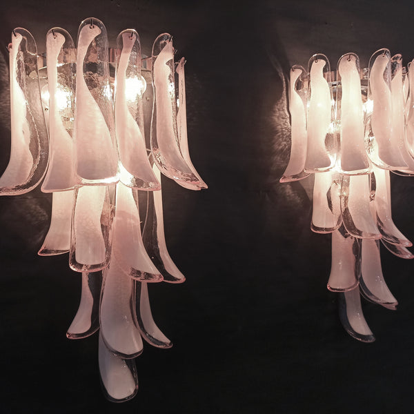 Murano Wall Lights with 16 lattimo glass petals