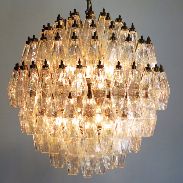 Murano polyhedra Chandelier with 140 iridescent polyhedra
