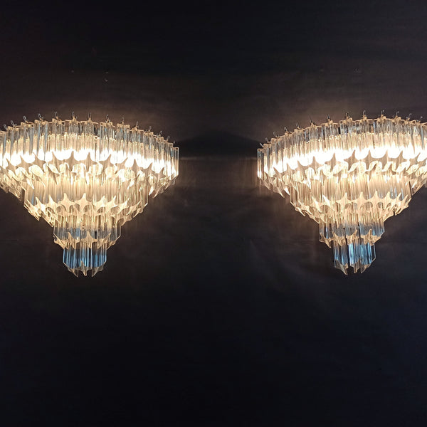 Pair of Murano Wall Sconces with 63 transparent quadriedri