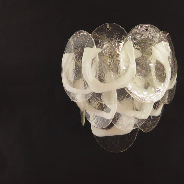Pair of Murano Wall Lights - Mazzega with transparent lattimo glass