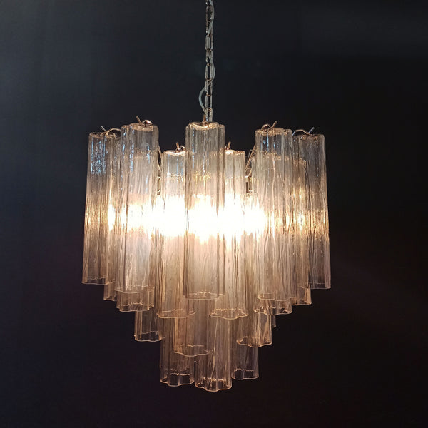 Murano Glass Tube Chandelier with 36 smoked glass tubes