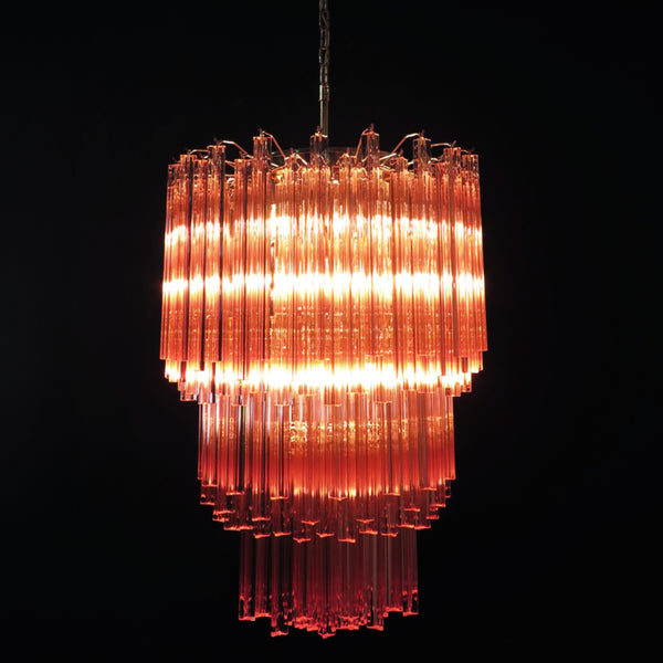 Murano chandelier pink tridri with 184 prism - Mariangela model