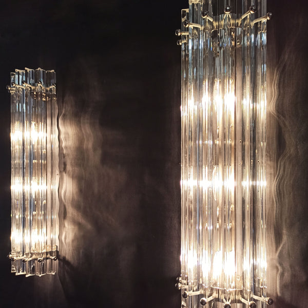 Pair of Murano Wall Sconce with clear tridri glass (Column model)