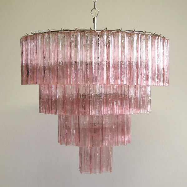 Murano Glass Tiered Chandelier with 78 pink glasses