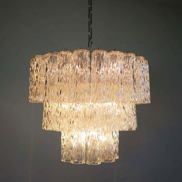 Large three-Tier Venini Murano Glass Tube Chandelier