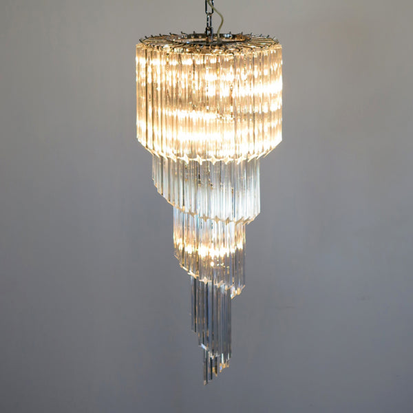 Murano Chandelier with 86 transparent quadrilateral prisms - Elena model