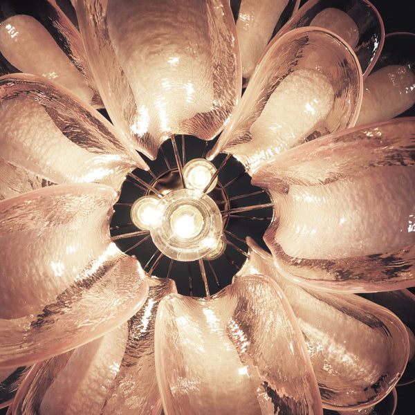 Murano Chandelier with 26 pink glass petals