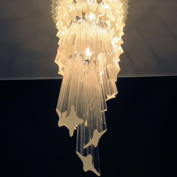 Murano Chandelier with 166 transparent quadrilateral prisms - Elena model