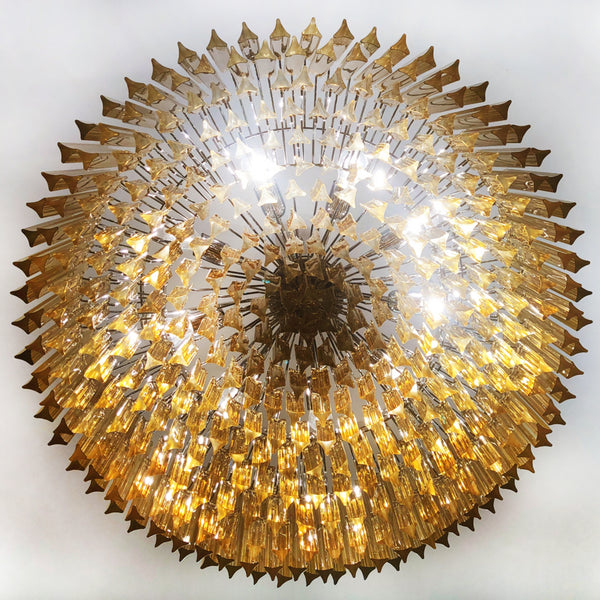 Murano glass Chandelier with 391 prims clear amber