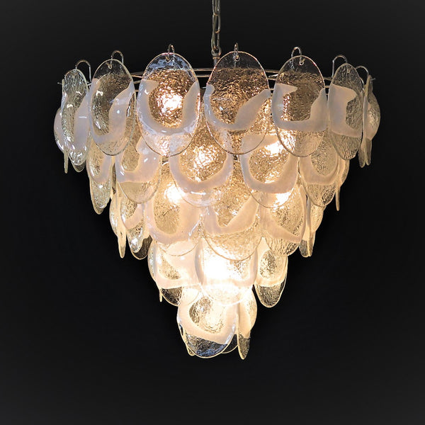 Murano Chandelier by Mazzega with 50 lattimo glasses