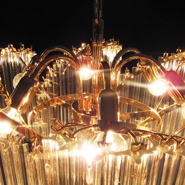 Murano Glass Chandelier with 114 transparent prism quadriedri